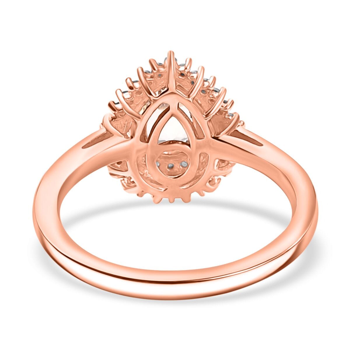 Premium Marropino Morganite, Natural Champagne and White Diamond 0.85 ctw Double Halo Ring in 18K Vermeil Rose Gold Over Sterling Silver (Size 9.0) image number 4
