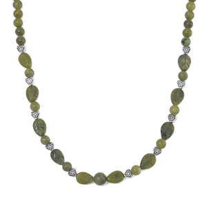 Connemara Marble Beaded 110.00 ctw Necklace 18-20 Inches in Silvertone 