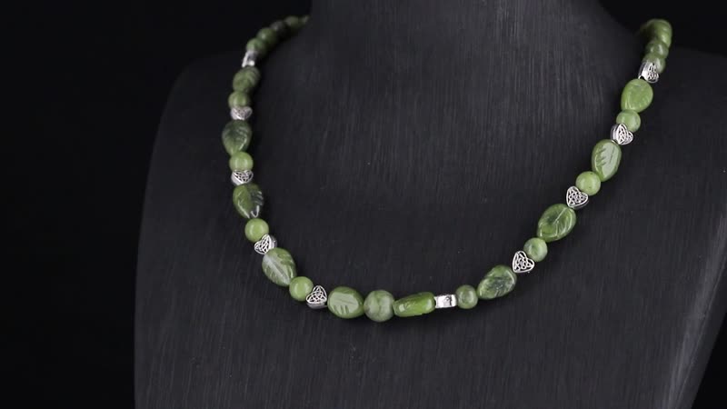 Connemara Marble Beaded 110.00 ctw Necklace 18-20 Inches in Silvertone