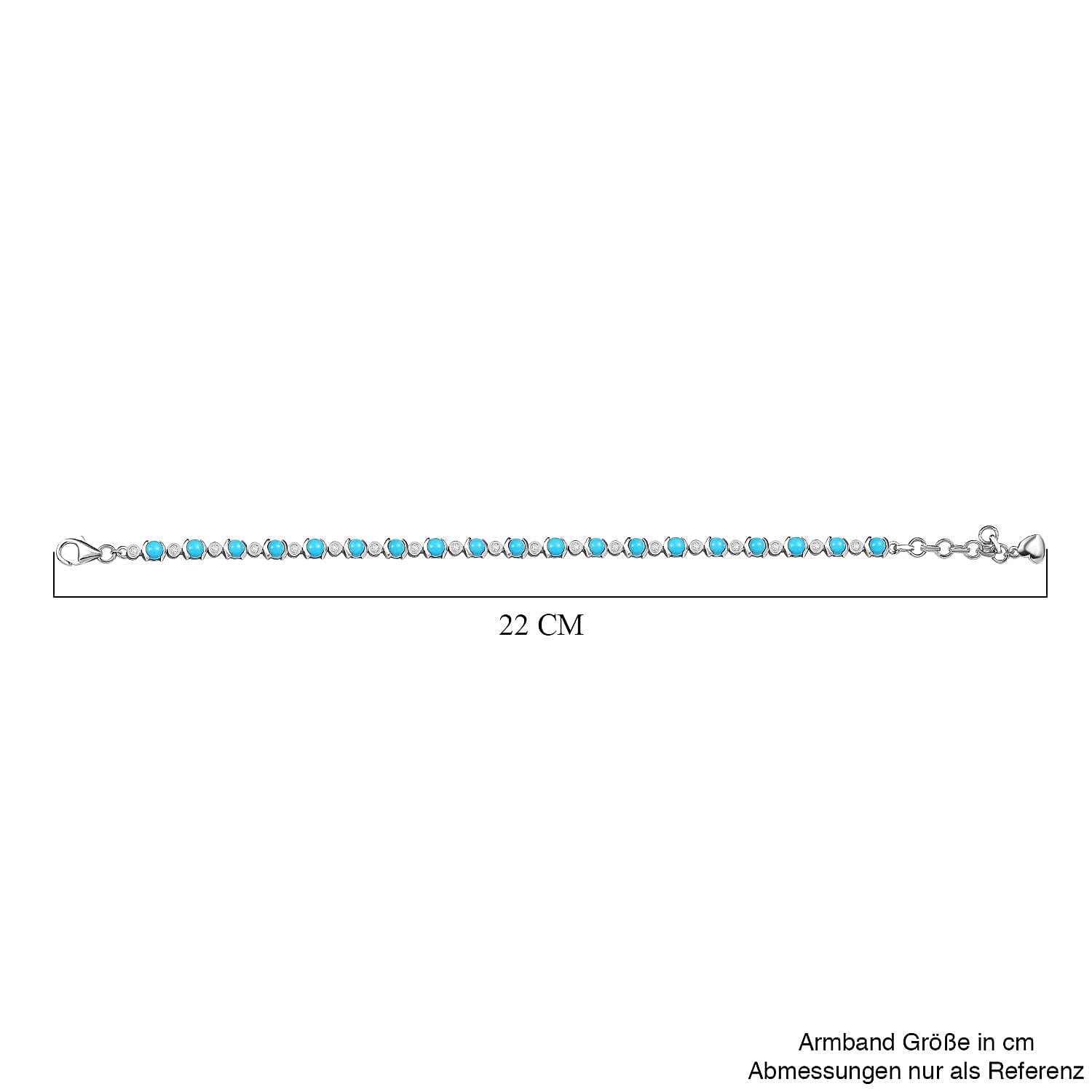 Premium Sleeping Beauty Turquoise and White Zircon 7.15 ctw Bracelet in Rhodium Over Sterling Silver (7.5 In) (10.1 g)