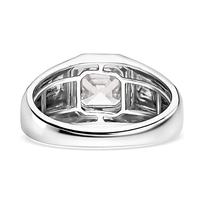 IGI Certified Asscher Cut Luxuriant Lab Grown Diamond G VS 2.00 ctw Men's Ring in 950 Platinum (Size 10.0) 10.65 Grams