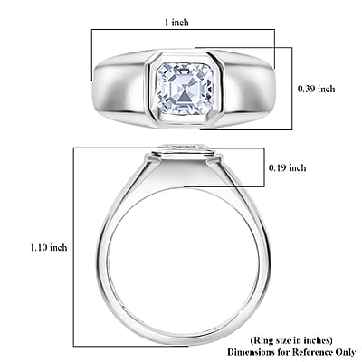 IGI Certified Asscher Cut Luxuriant Lab Grown Diamond G VS 2.00 ctw Men's Ring in 950 Platinum (Size 10.0) 10.65 Grams