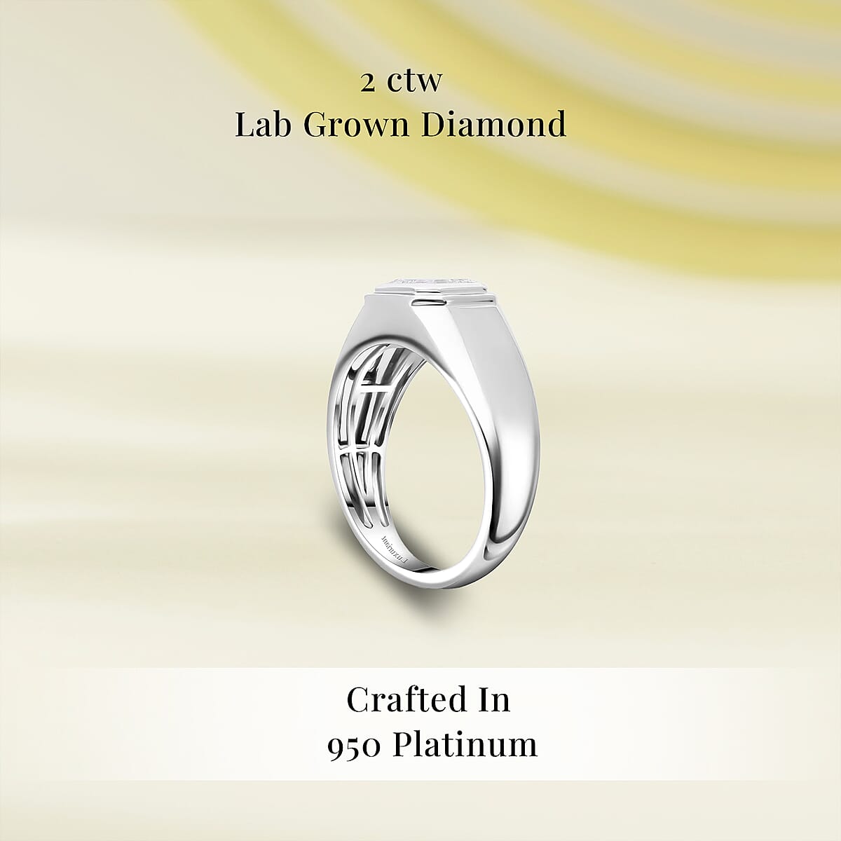 IGI Certified Asscher Cut Luxuriant Lab Grown Diamond G VS 2.00 ctw Men's Ring in 950 Platinum (Size 11.0) 10.65 Grams image number 2