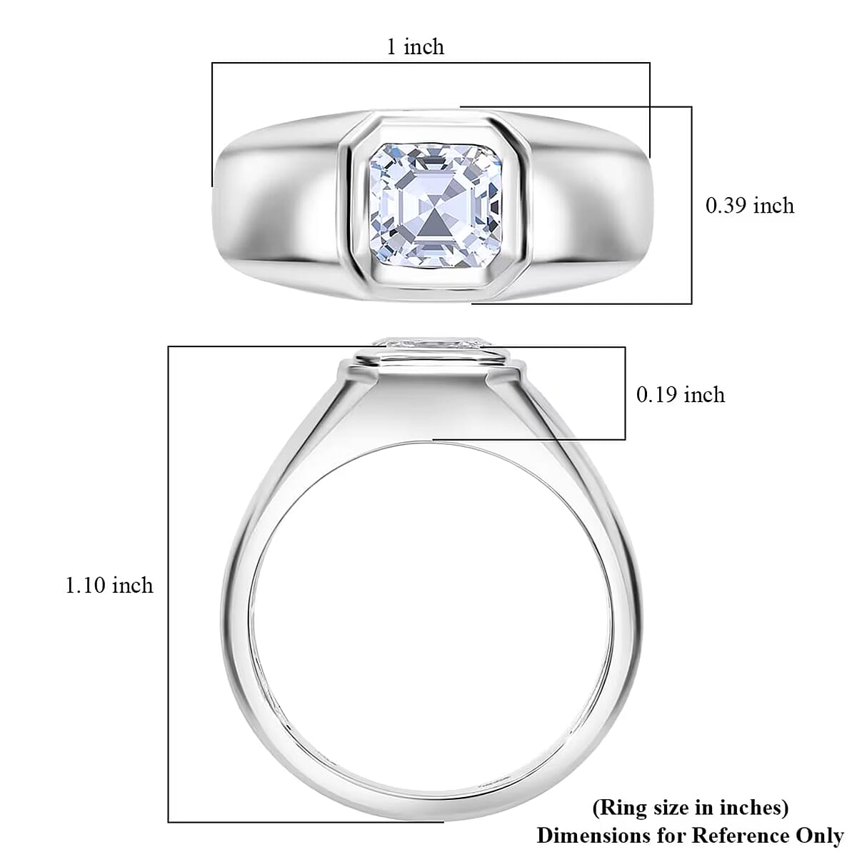 IGI Certified Asscher Cut Luxuriant Lab Grown Diamond G VS 2.00 ctw Men's Ring in 950 Platinum (Size 11.0) 10.65 Grams image number 7
