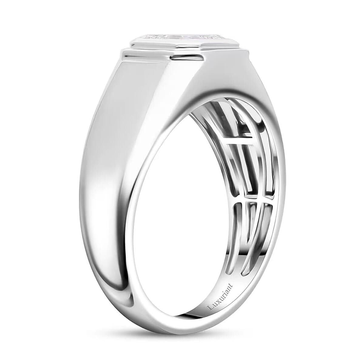 IGI Certified Asscher Cut Luxuriant Lab Grown Diamond G VS 2.00 ctw Men's Ring in 950 Platinum (Size 11.0) 10.65 Grams image number 8
