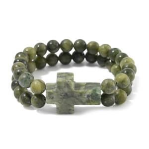Connemara Marble 220.00 ctw Beaded Stretch Bracelet
