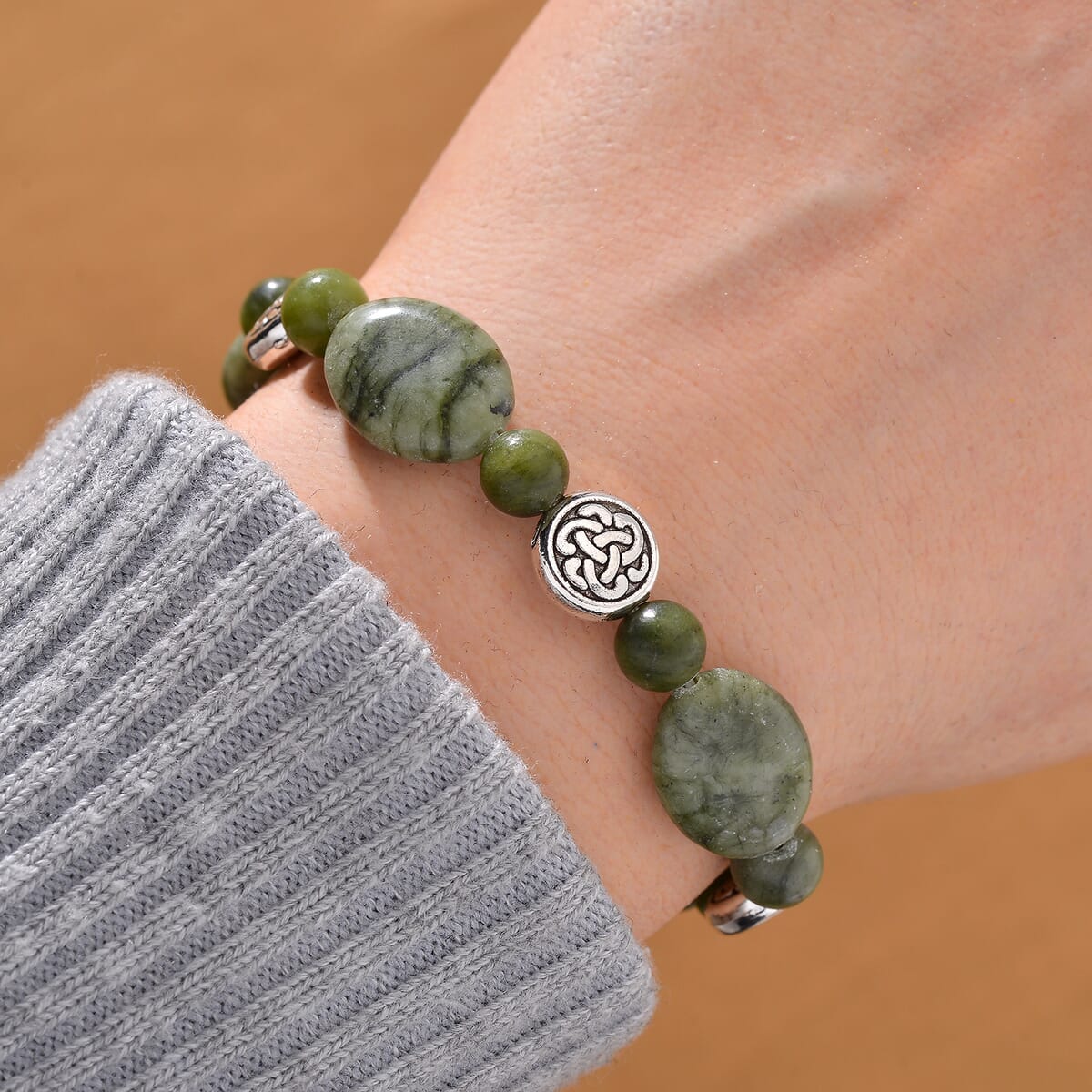 Connemara Marble 56.00 ctw Beaded Stretch Bracelet image number 1