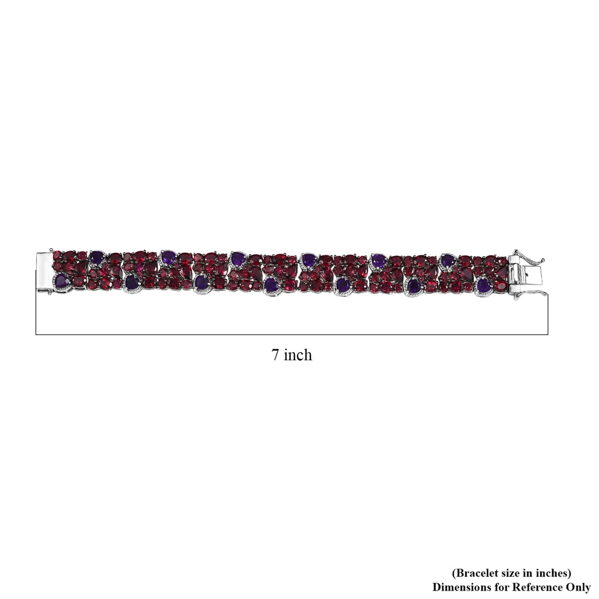 D'Joy Premium Orissa Rhodolite Garnet and African Amethyst 35.90 ctw Cluster Bracelet in Rhodium Over Sterling Silver (6.50 In) image number 4