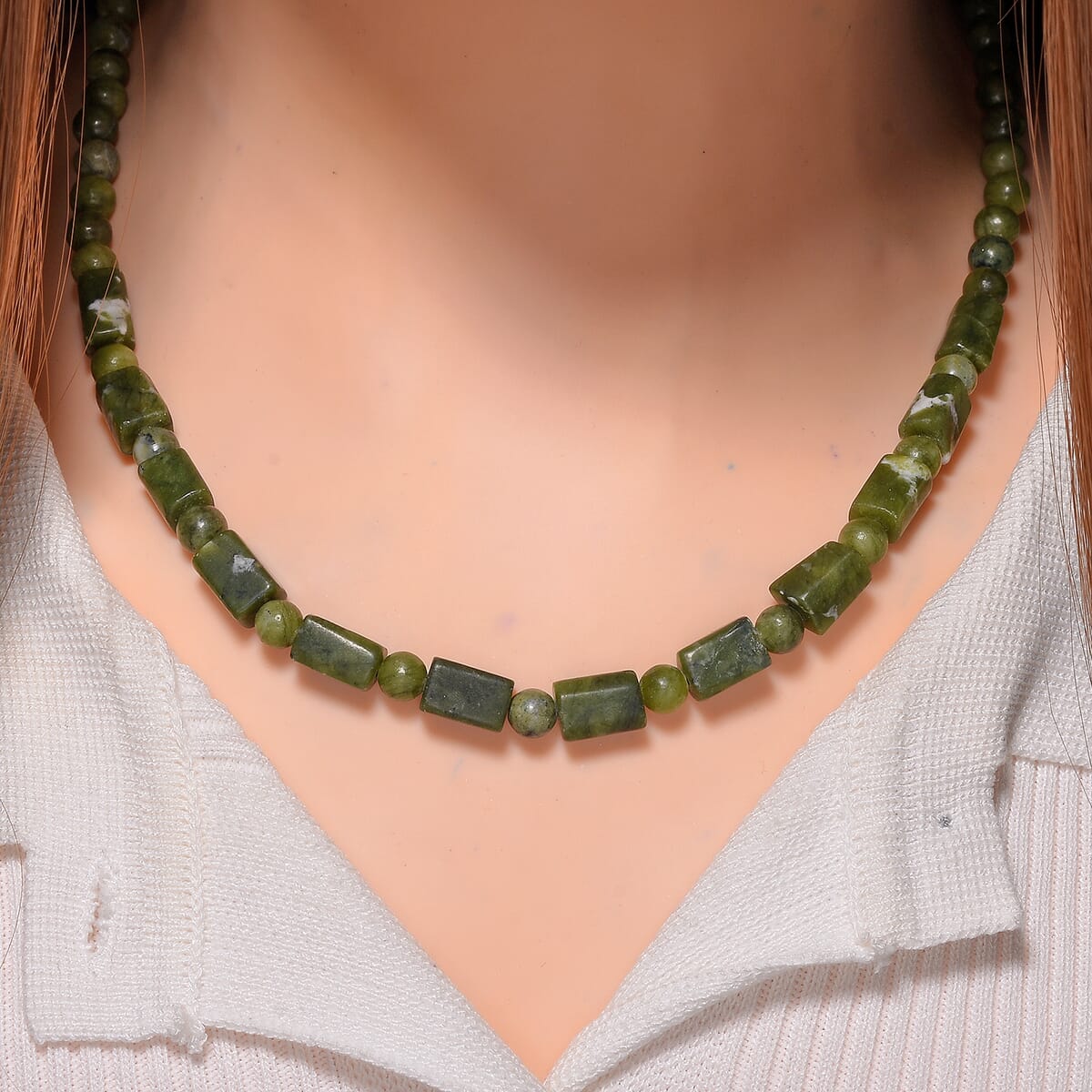 Connemara Marble Beaded 169 ctw Necklace 18-20 Inches Stainless Steel image number 1
