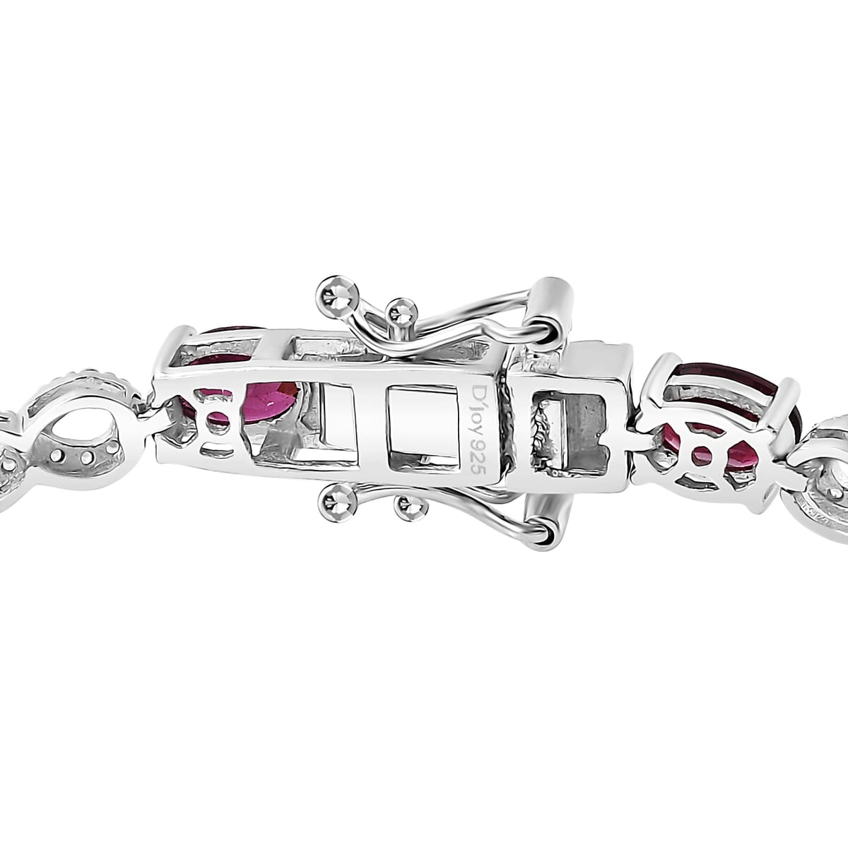 Premium Orissa Rhodolite Garnet and White Zircon 9.50 ctw Infinity Love Bracelet in Rhodium Over Sterling Silver (8.00 In) image number 3
