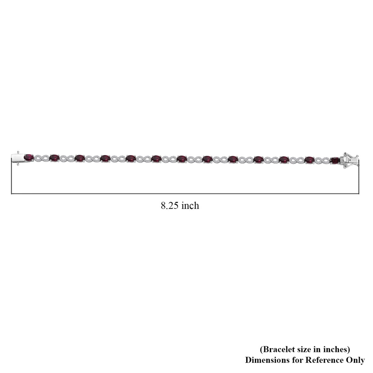 Premium Orissa Rhodolite Garnet and White Zircon 9.50 ctw Infinity Love Bracelet in Rhodium Over Sterling Silver (8.00 In) image number 4