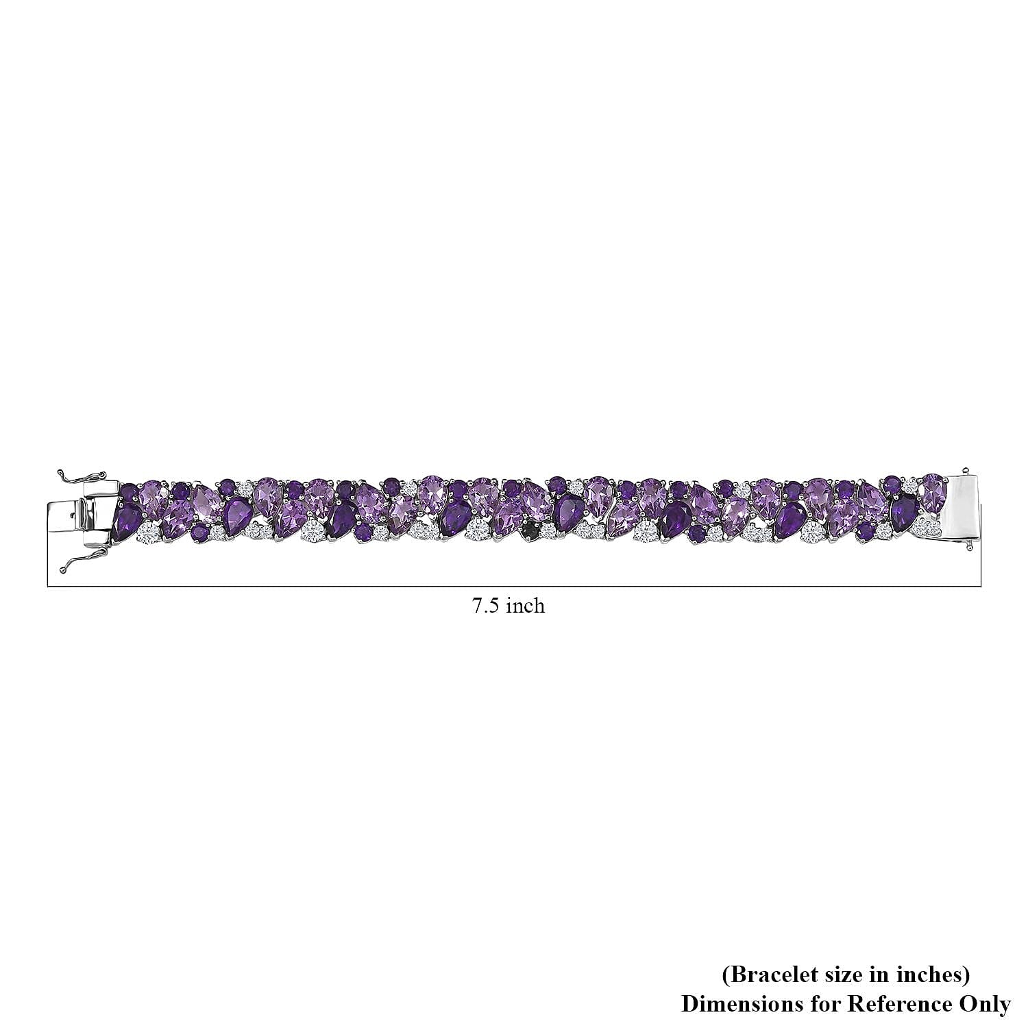 AAA Rose De France Amethyst and Multi Gemstone 41.85 ctw Bloom Bracelet in Rhodium Over Sterling Silver (7.25 In)