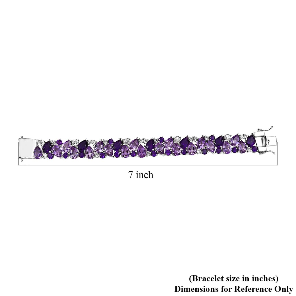 AAA Rose De France Amethyst and Multi Gemstone 36.15 ctw Bloom Bracelet in Rhodium Over Sterling Silver (6.50 In) image number 4