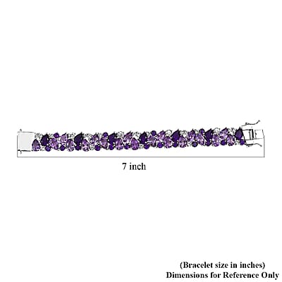 AAA Rose De France Amethyst and Multi Gemstone 36.15 ctw Bloom Bracelet in Rhodium Over Sterling Silver (6.50 In)