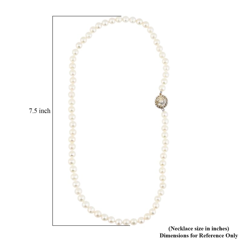 Freshwater Pearl Flower Clasp Necklace in Goldtone 18 Inches