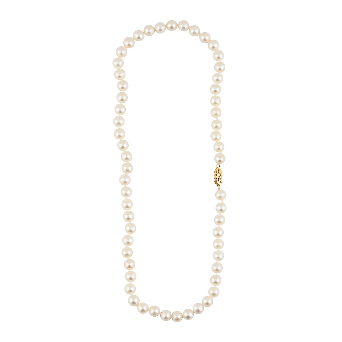 Freshwater Pearl Marquise Clasp Necklace in Goldtone 18 Inches image number 1