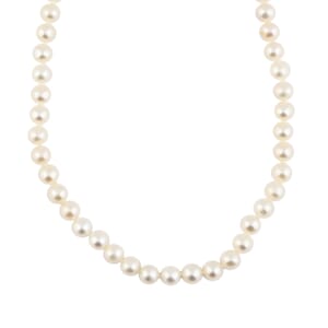 Freshwater Pearl Marquise Clasp Necklace in Silvertone 18 Inches