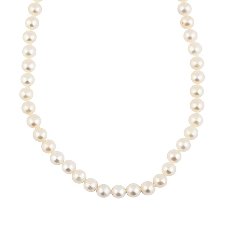 Freshwater Pearl Marquise Clasp Necklace in Silvertone 18 Inches