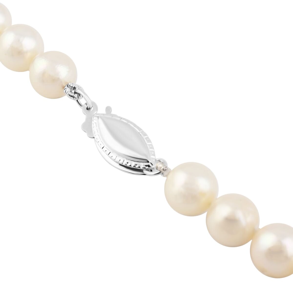 Freshwater Pearl Marquise Clasp Necklace in Silvertone 18 Inches image number 2