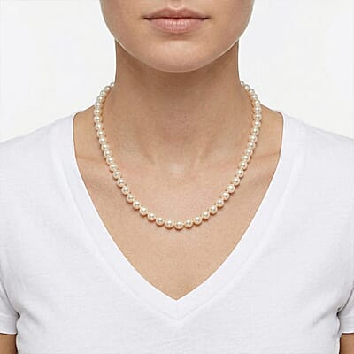 Freshwater Pearl Marquise Clasp Necklace in Silvertone 18 Inches