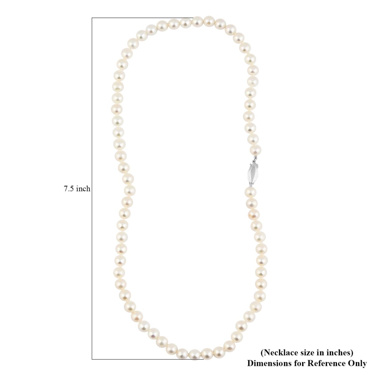 Freshwater Pearl Marquise Clasp Necklace in Silvertone 18 Inches image number 3