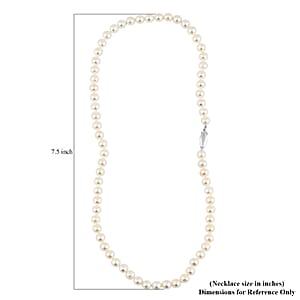 Freshwater Pearl Marquise Clasp Necklace in Silvertone 18 Inches