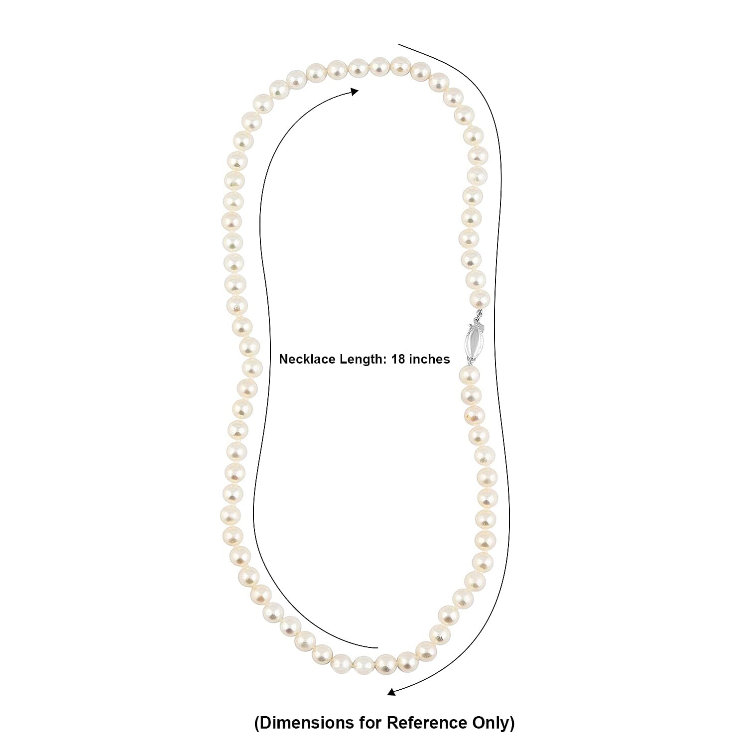 Freshwater Pearl Marquise Clasp Necklace in Silvertone 18 Inches