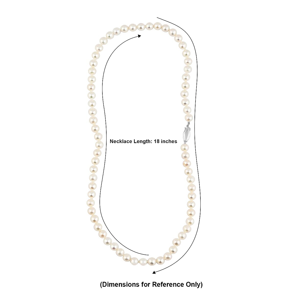 Freshwater Pearl Marquise Clasp Necklace in Silvertone 18 Inches image number 4