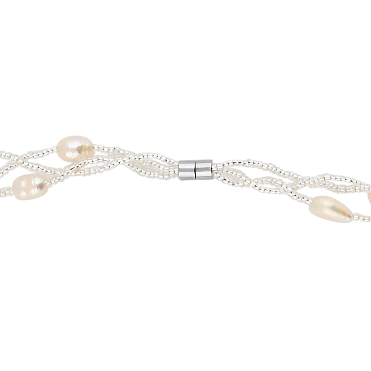 Freshwater Pearl Necklace in Silvertone 18 Inches image number 2