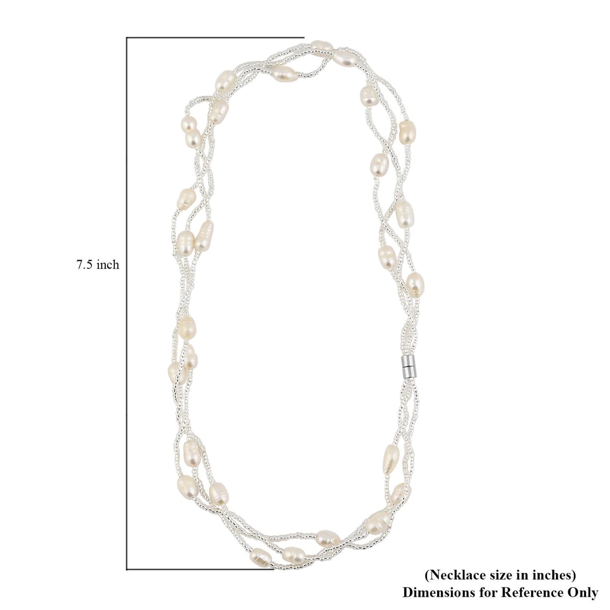 Freshwater Pearl Necklace in Silvertone 18 Inches image number 3
