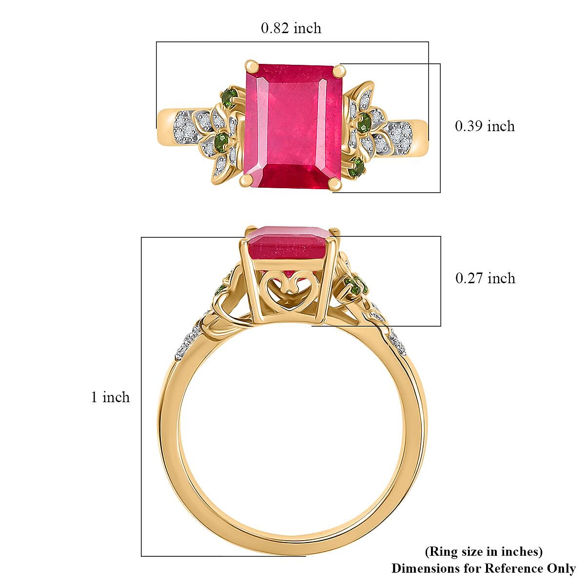 D'Joy Niassa Ruby(FF) and Multi Gemstone 3.70 ctw Floral Ring in 18K Vermeil Yellow Gold Over Sterling Silver (Size 10.0)