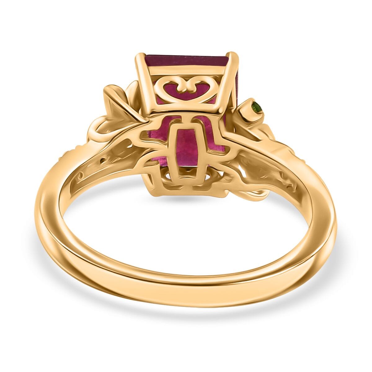 Niassa Ruby (FF) and Multi Gemstone 3.70 ctw Floral Ring in 18K Vermeil Yellow Gold Over Sterling Silver (Size 5.0) image number 4