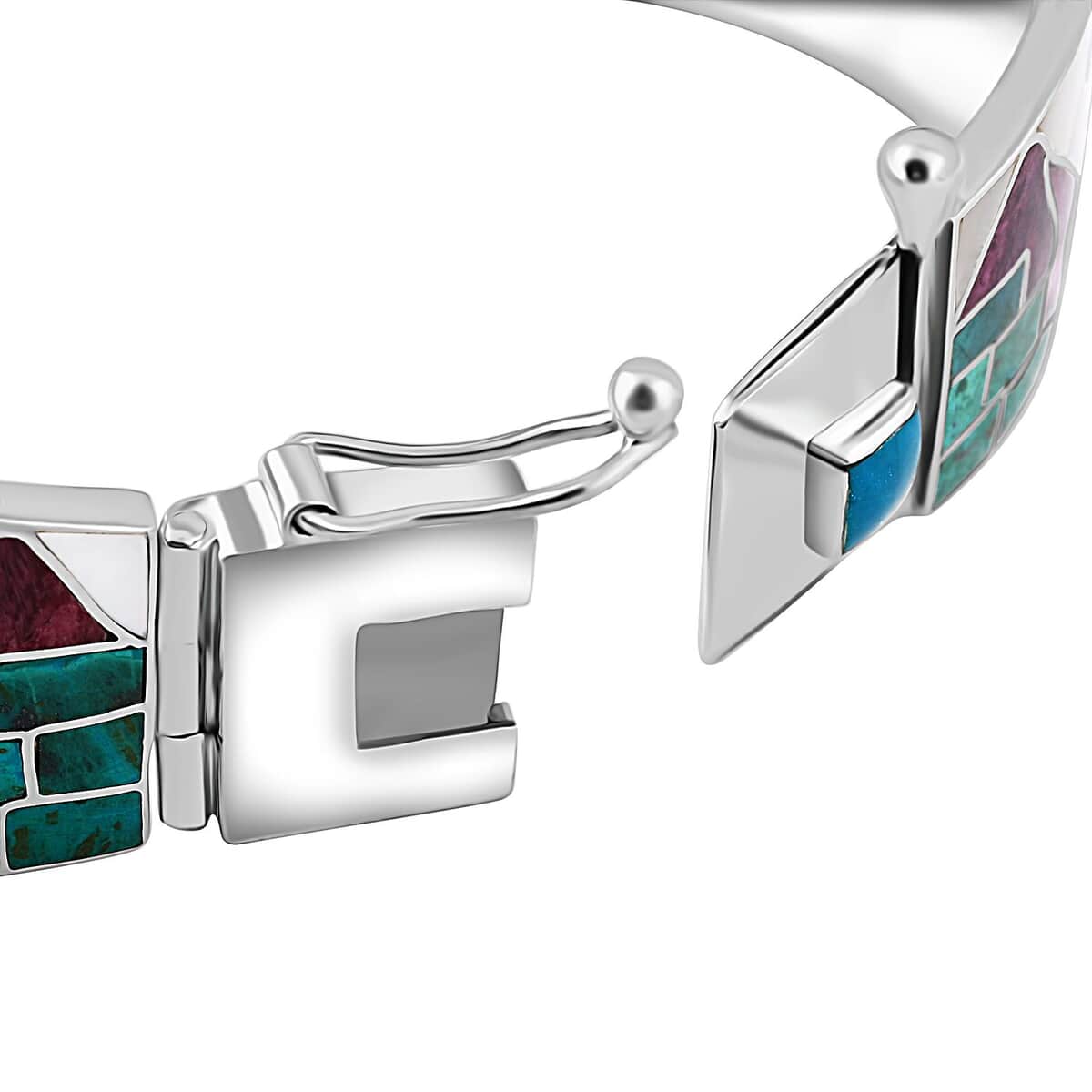 Peruvian Artistry Multi Gemstone 11.85 ctw Cusco Bangle Bracelet in Sterling Silver (7.00 In) image number 3