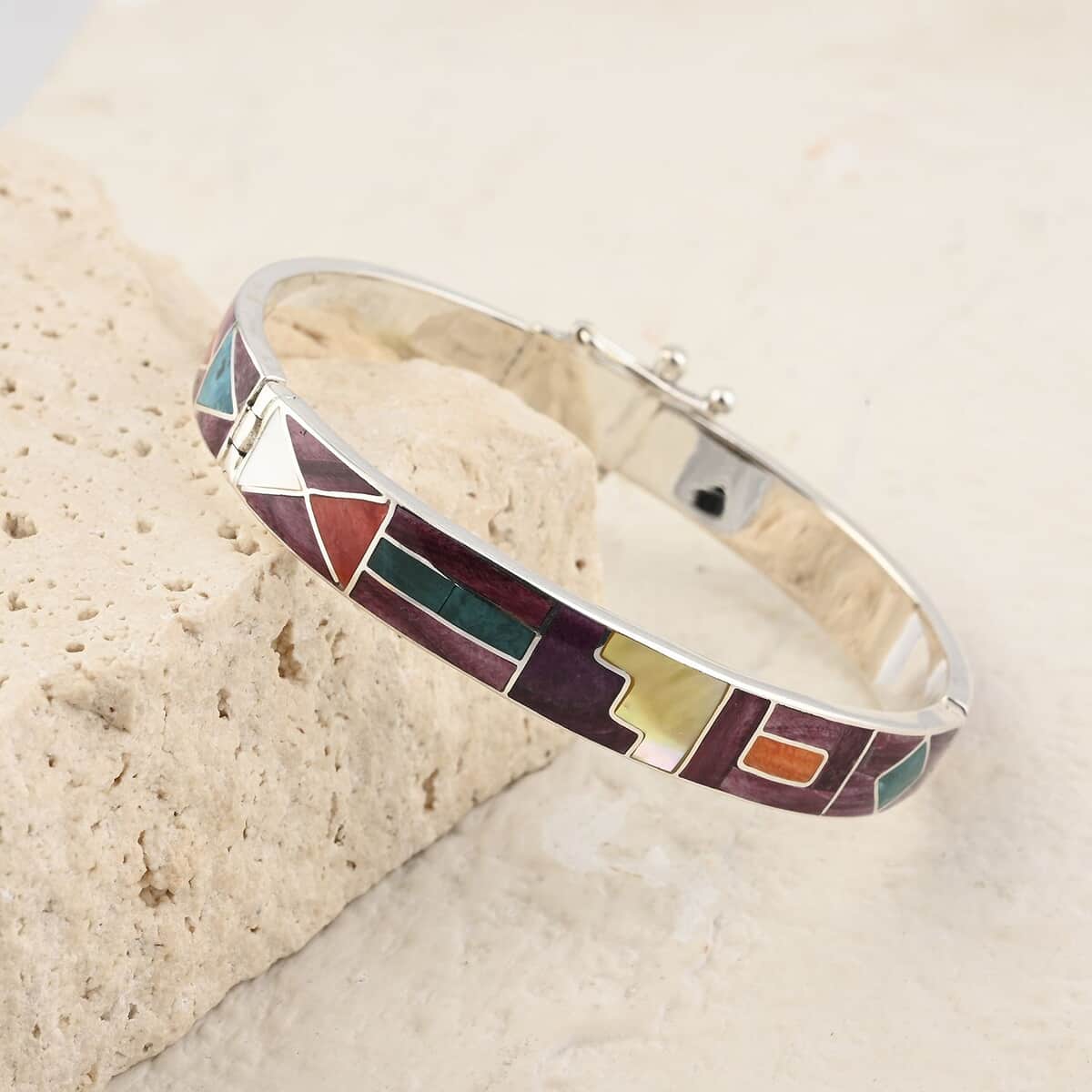 Multi Gemstone 5.15 ctw Mountain 1 Line Bracelet in Sterling Silver (7.00 In) image number 1