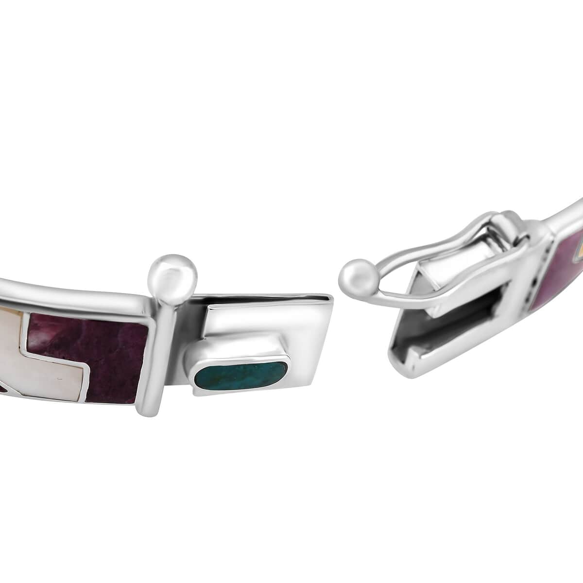 Multi Gemstone 5.15 ctw Mountain 1 Line Bracelet in Sterling Silver (7.00 In) image number 4