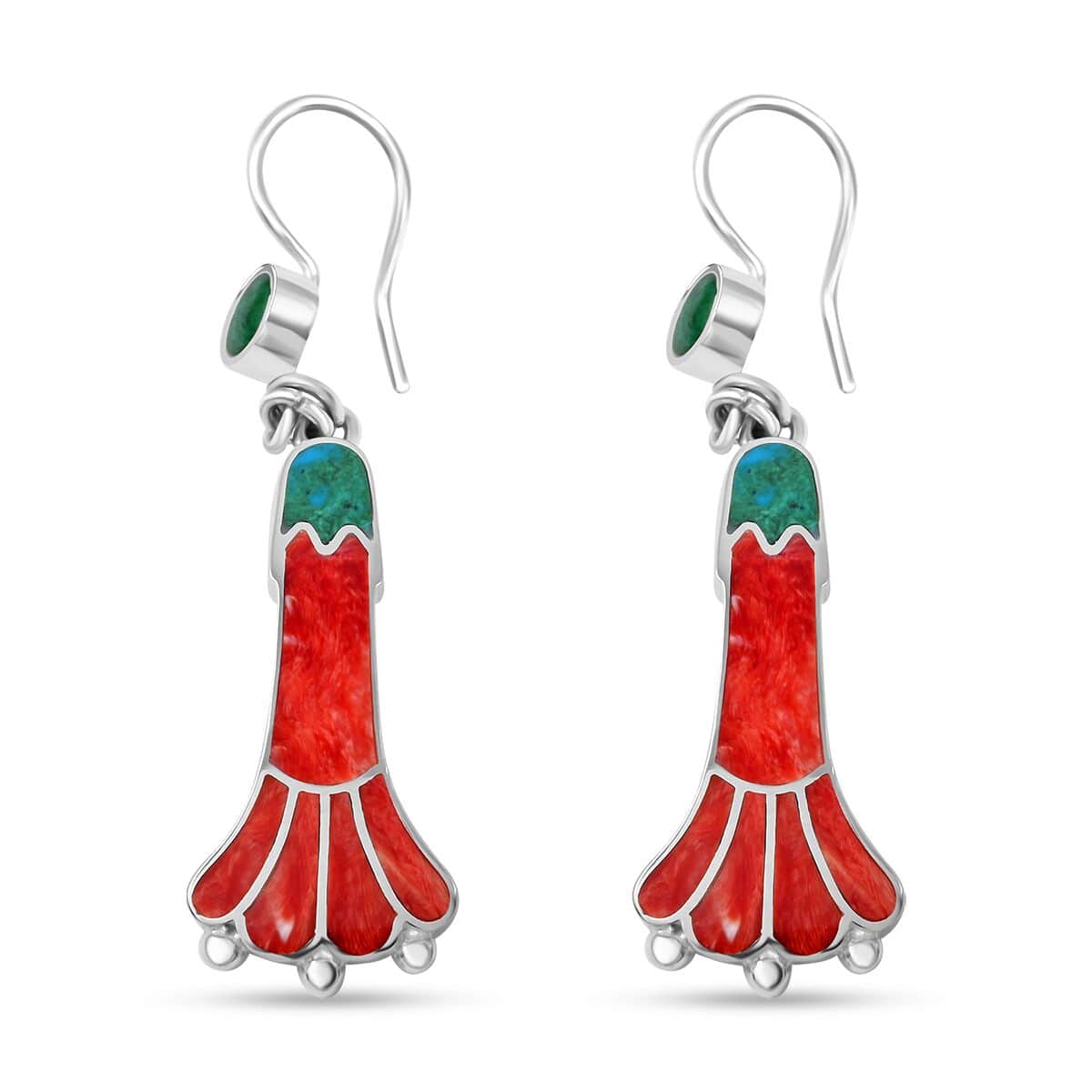 Peruvian Artistry Multi Gemstone 1.50 ctw Blooming Flower Earrings in Sterling Silver image number 3