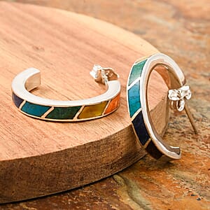 Peruvian Artistry Multi Gemstone 1.15 ctw Carola Earrings in Sterling Silver