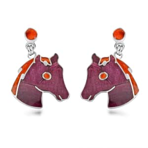 Multi Gemstone 1.70 ctw Horse Earrings in Sterling Silver