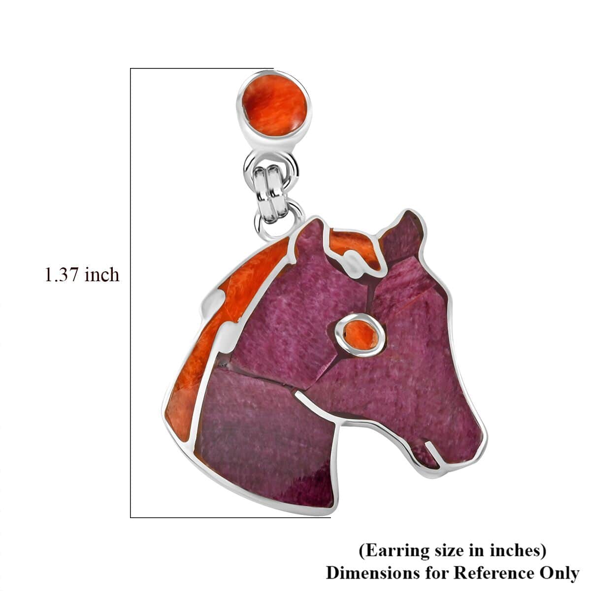 Multi Gemstone 1.70 ctw Horse Earrings in Sterling Silver image number 3