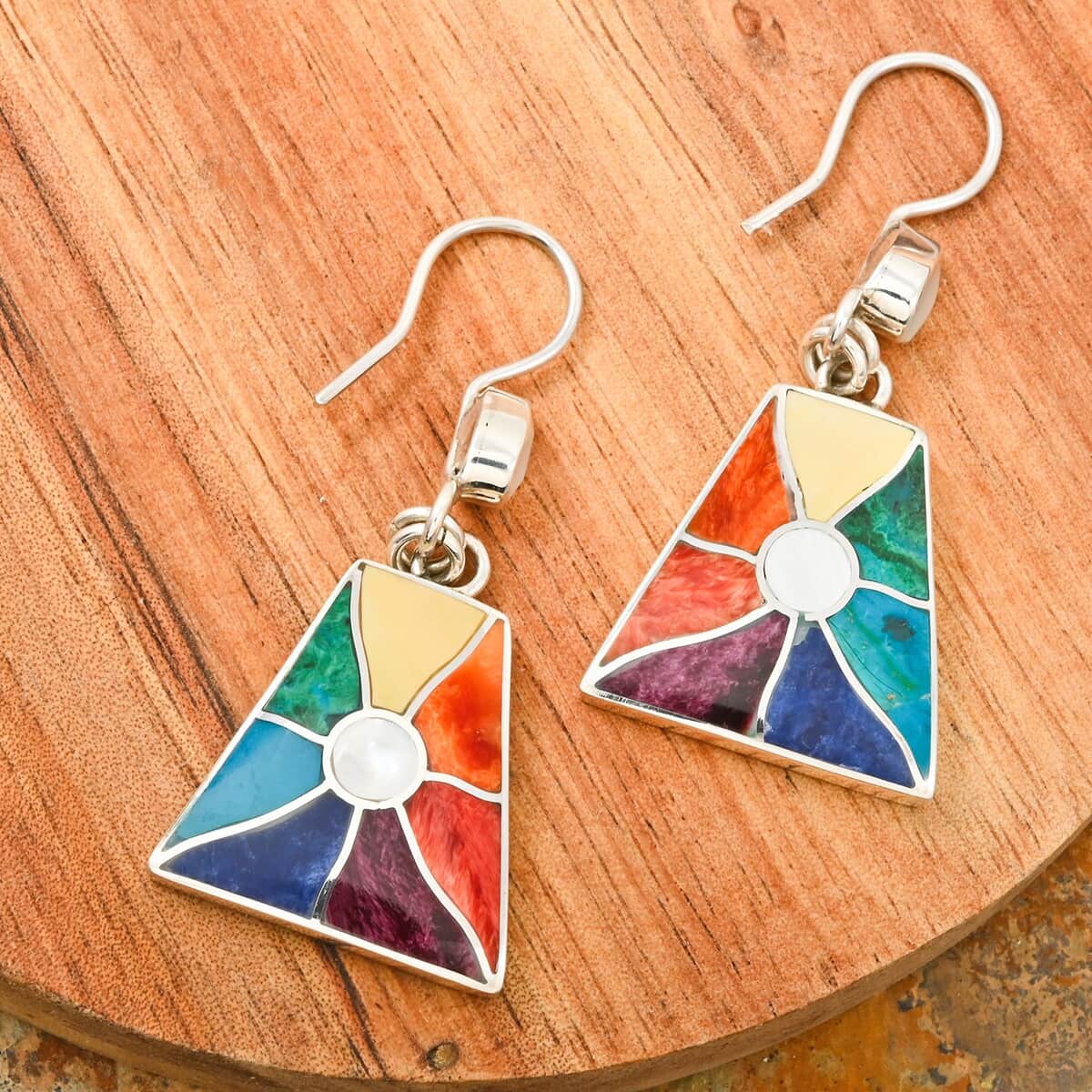 Peruvian Artistry Multi Gemstone 1.65 ctw Inti Raymi Earrings in Sterling Silver image number 1