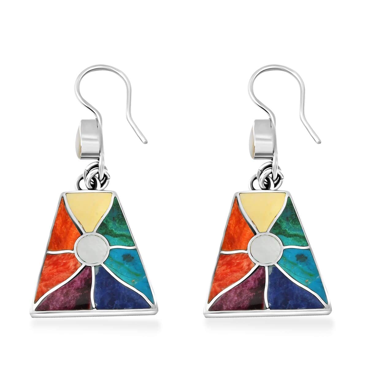 Peruvian Artistry Multi Gemstone 1.65 ctw Inti Raymi Earrings in Sterling Silver image number 3