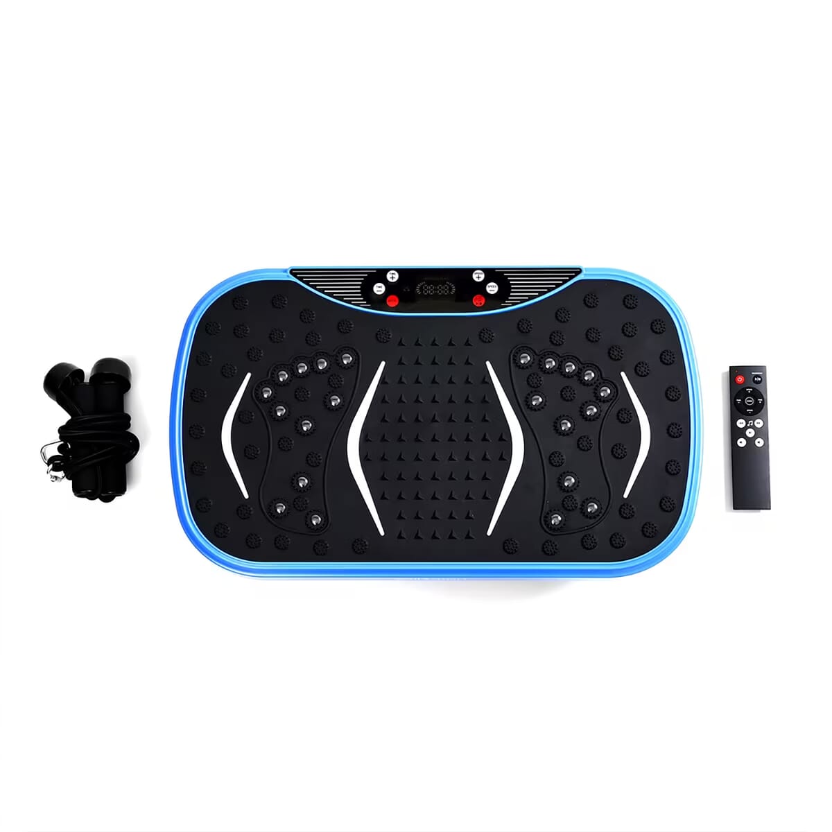 SoulSmart Vibrating Fitness Platform with Bluetooth Speaker, 2 Resistance Bands and Remote Control - Blue image number 0