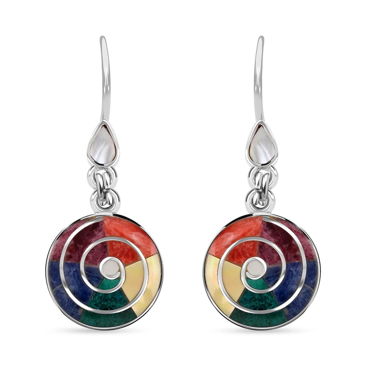 Peruvian Artistry Multi Gemstone 1.35 ctw Big Pachamama Earrings in Sterling Silver image number 0