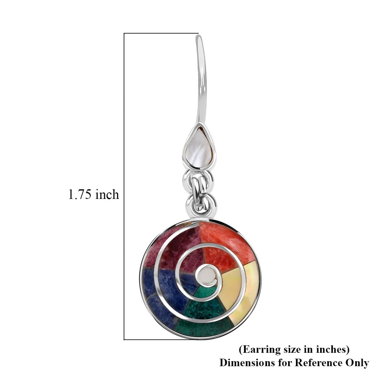 Peruvian Artistry Multi Gemstone 1.35 ctw Big Pachamama Earrings in Sterling Silver image number 4