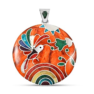 Peruvian Artistry Multi Gemstone 4.60 ctw Sunset Pendant without Chain in Sterling Silver