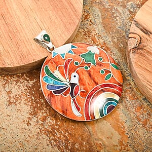 Peruvian Artistry Multi Gemstone 4.60 ctw Sunset Pendant without Chain in Sterling Silver