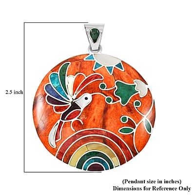 Peruvian Artistry Multi Gemstone 4.60 ctw Sunset Pendant without Chain in Sterling Silver