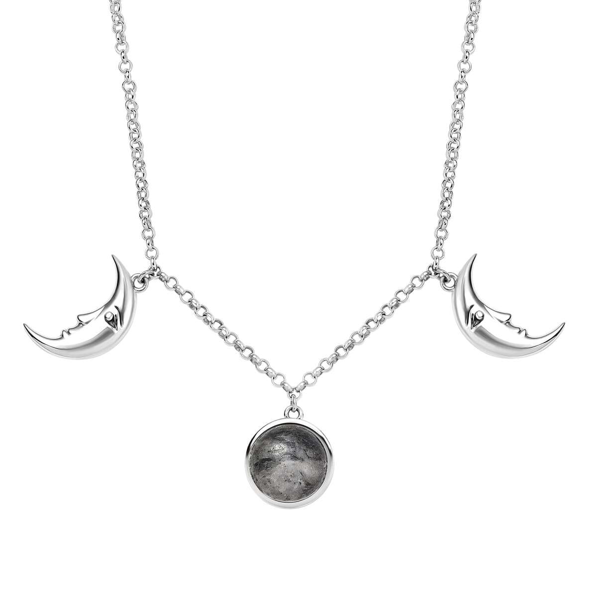 Indian Artisan Crafted Premium White Buffalo 7.65 ctw Moon Necklace in Sterling Silver 18-20 Inches image number 0