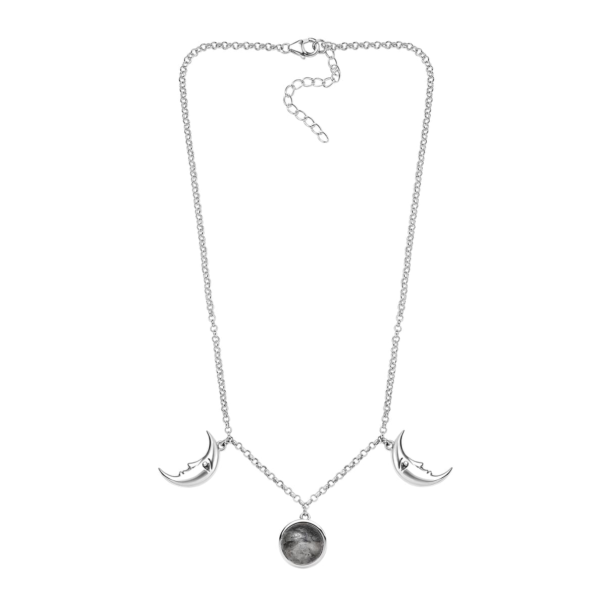 Indian Artisan Crafted Premium White Buffalo 7.65 ctw Moon Necklace in Sterling Silver 18-20 Inches image number 3