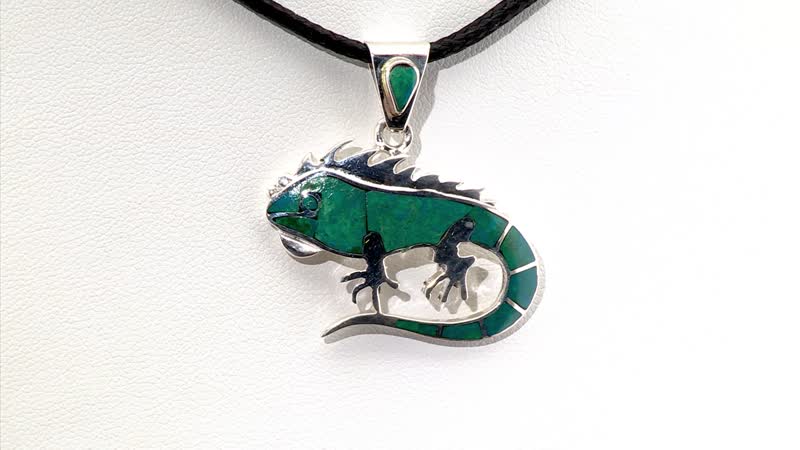 Peruvian Artistry Multi Gemstone 1.10 ctw Lizard Pendant without Chain in Sterling Silver